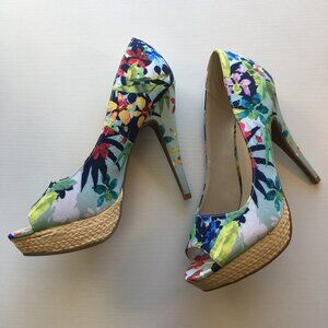 Tropical Print Peep Toe Heels by Apt. 9